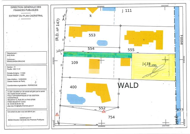 terrain à vendre - 688.0 m2 - ERNOLSHEIM BRUCHE - 67 - ALSACE - Century 21 Les Victoires