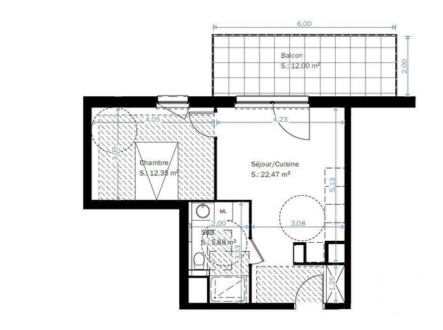 Appartement F2 à vendre - 2 pièces - 41.02 m2 - LINGOLSHEIM - 67 - ALSACE - Century 21 Les Victoires