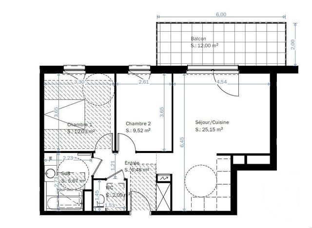 Appartement F3 à vendre - 3 pièces - 60.94 m2 - LINGOLSHEIM - 67 - ALSACE - Century 21 Les Victoires